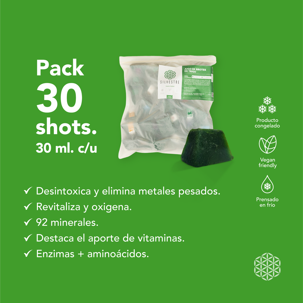 Pack Puro – Shots de brotes de trigo prensados en frío